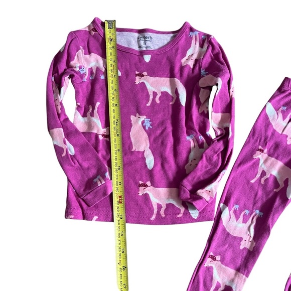 🌼 5/$25 Carters 3T toddler two piece long sleeve pants pyjamas 100% cotton pink - Picture 5 of 5